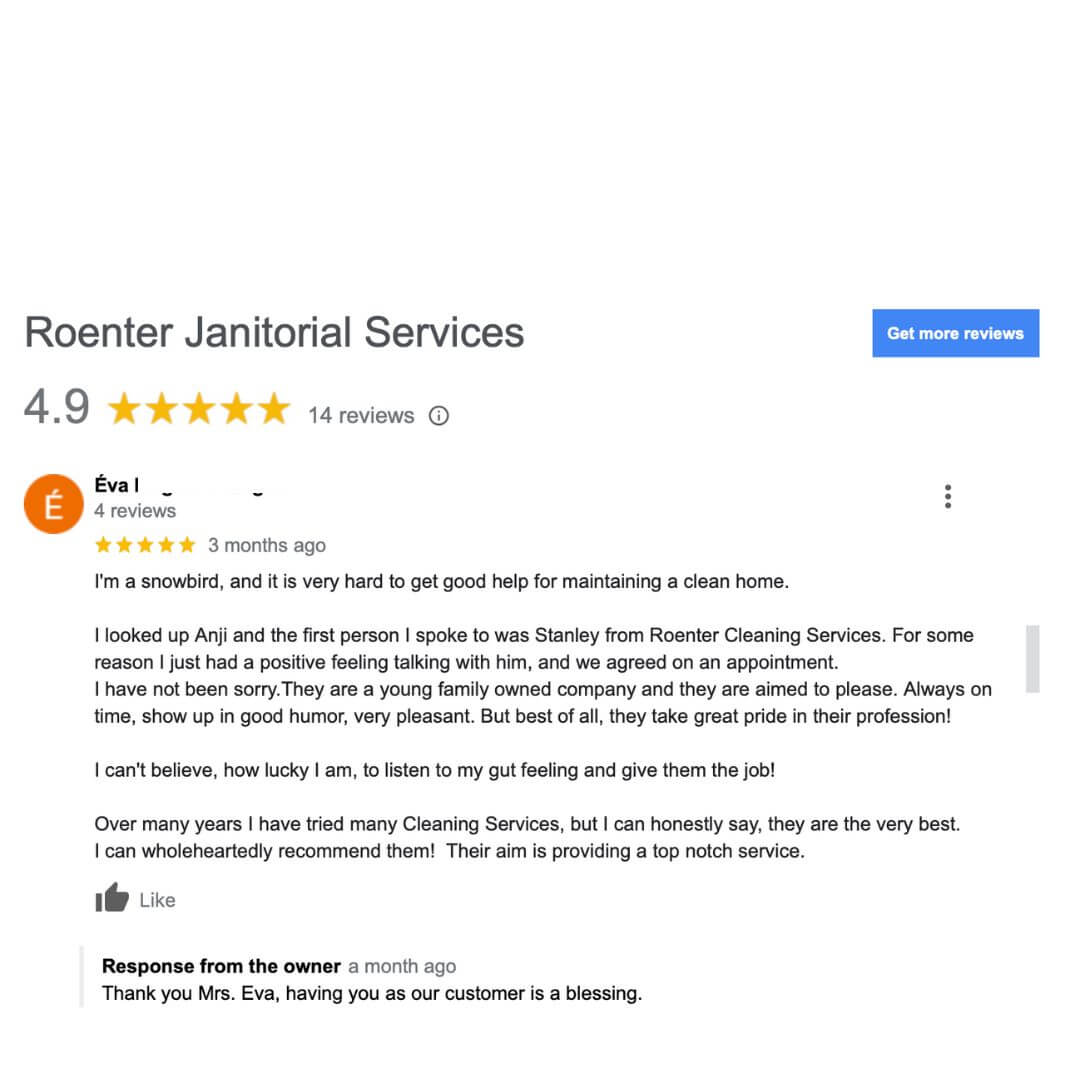 Roenter Janitorial reviews